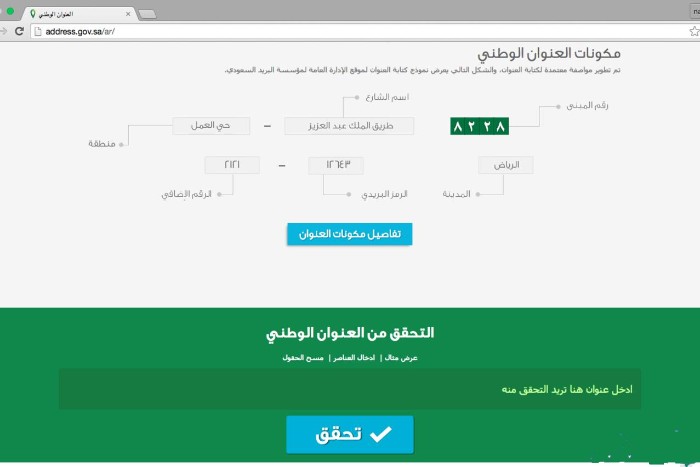 التحقق من العنوان الوطني